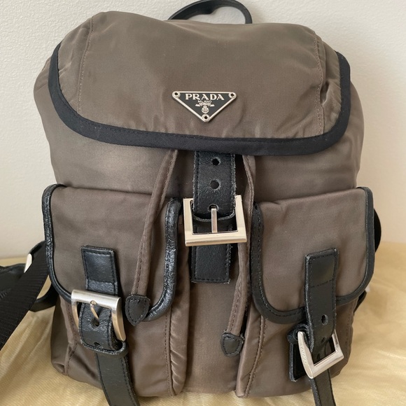 Prada Mini Back pack in nylon with leather (Olive Green) - Picture 8 of 8